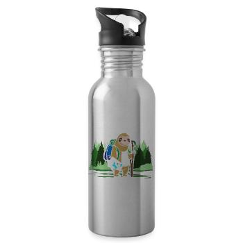 Sah Auf Der Karte Flacher Aus FaulWanderer - Trinkflasche mit integriertem Trinkhalm - Lightsilver - Rechts