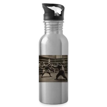 Waschbär / Tier / Foto / Wild / lustig / Räuber - Trinkflasche mit integriertem Trinkhalm - Lightsilver - Rechts