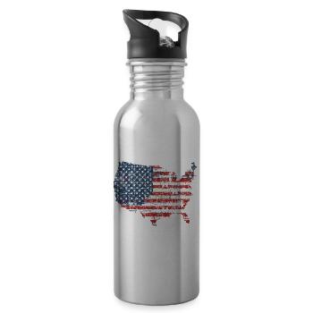 Patriotisches Puzzle Flagge Amerikanischer Stolz - Trinkflasche mit integriertem Trinkhalm - Lightsilver - Rechts