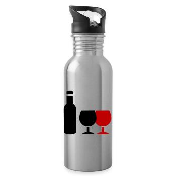 Icône du vin - Gourde avec paille intégrée - argent clair - Droite