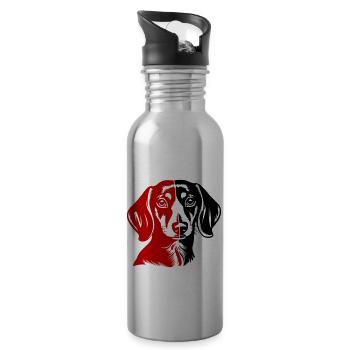 Dachshund Hund Kopf Dackel - Trinkflasche mit integriertem Trinkhalm - Lightsilver - Rechts