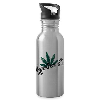 Legalize Marihuana Cannabis Weed Ganja Mary Jane - Trinkflasche mit integriertem Trinkhalm - Lightsilver - Rechts
