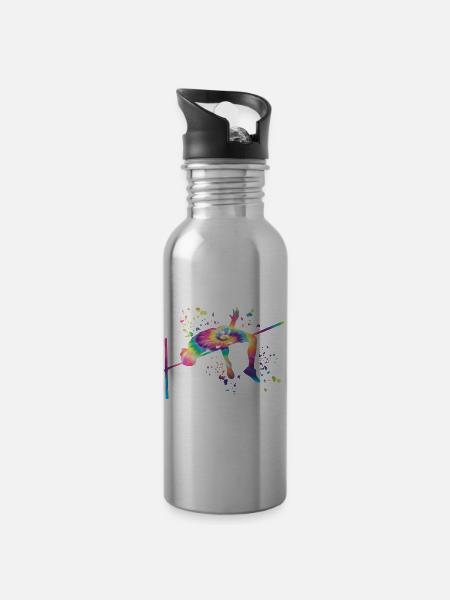 Hochspringer Wasserfarben Hochsprung - Trinkflasche mit integriertem Trinkhalm - Lightsilver