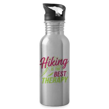 Hiking Is The Best Therapy 12 - Trinkflasche mit integriertem Trinkhalm - Lightsilver - Rechts