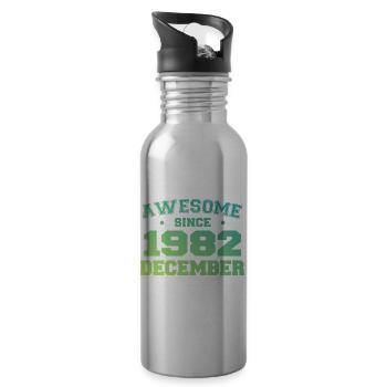 Dezember 1982 Geburtstag - Dezember 1982 Geschenk - Trinkflasche mit integriertem Trinkhalm - Lightsilver - Rechts