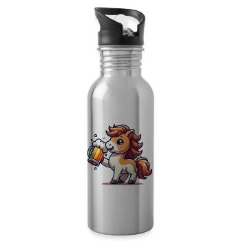 Cute Pony Drinking Beer 3 - Trinkflasche mit integriertem Trinkhalm - Lightsilver - Rechts