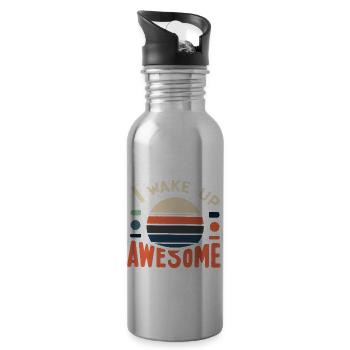 I Wake Up Awesome 12 - Trinkflasche mit integriertem Trinkhalm - Lightsilver - Rechts