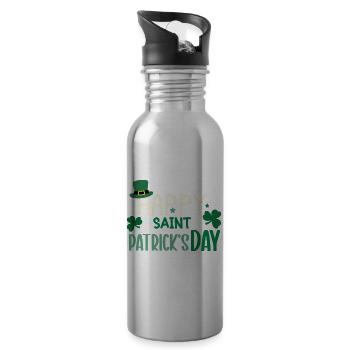 Joyeuse journée de la Saint-Patrick - Gourde avec paille intégrée - argent clair - Droite