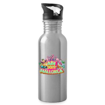 Abi 2025 Mallorca Malle Party Célébrer la bière Flamingo - Gourde avec paille intégrée - argent clair - Droite