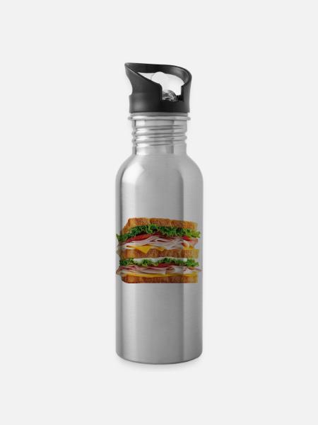 Sandwich - Trinkflasche mit integriertem Trinkhalm - Lightsilver