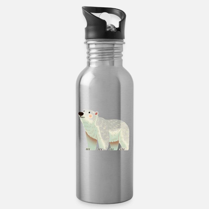 Eisbär - Trinkflasche mit integriertem Trinkhalm - Lightsilver