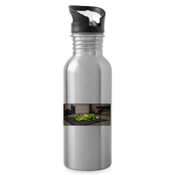 Frog Pumps Letting Go Frosch Workout Spruch - Trinkflasche mit integriertem Trinkhalm - Lightsilver - Rechts