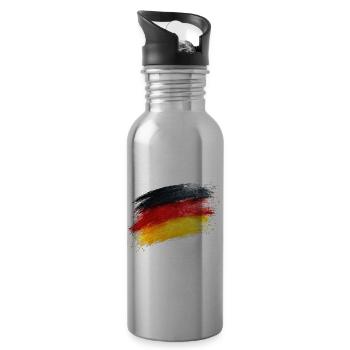 Titre du drapeau allemand en coups de pinceau - Gourde avec paille intégrée - argent clair - Droite