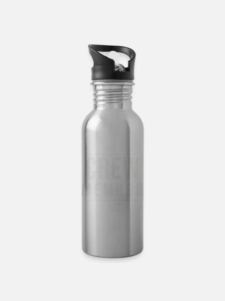 Crew Member Typo Modern Schmal Team Staff Event - Water bottle with straw - silver