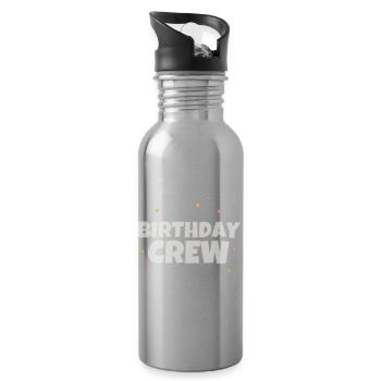 Birthday Crew Birthday Party Team Celebrate Group - Water bottle with straw - silver - Right