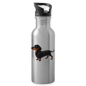 Dachshund - Water bottle with straw - silver - Right