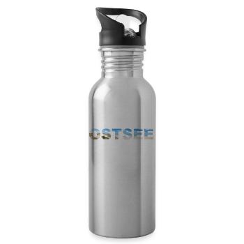 Baltic Sea lettering panorama - Water bottle with straw - silver - Right