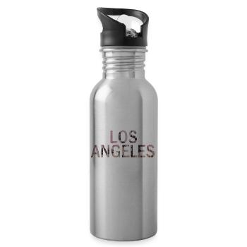Los Angeles lettering - Water bottle with straw - silver - Right