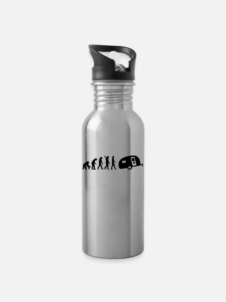 Camping Evolution - Trinkflasche mit integriertem Trinkhalm - Lightsilver