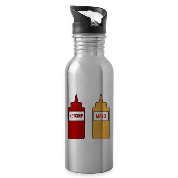 Mayo Ketchup - Water bottle with straw - silver - Right