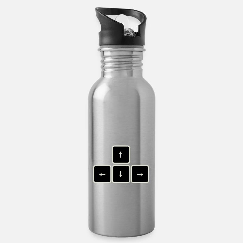 Pfeiltasten Tastatur Computer Nerd - Trinkflasche mit integriertem Trinkhalm - Lightsilver