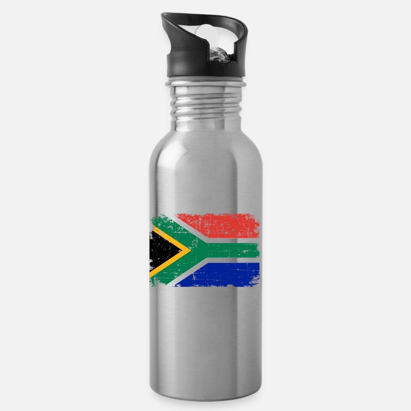 Südafrika - Trinkflasche mit integriertem Trinkhalm - Lightsilver