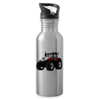 Tracteur - tracteur - agriculteur - agriculteur - Gourde avec paille intégrée - argent clair - Droite