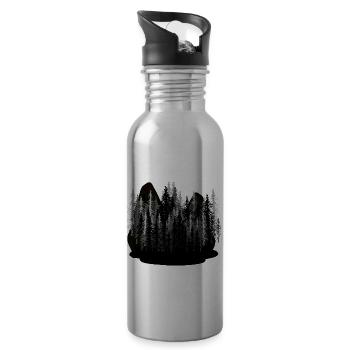 Dark Fantasy, Nature, Spooky, Wilderness, Forest, Carpathians - Water bottle with straw - silver - Right