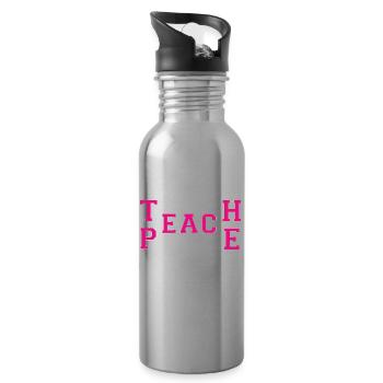teach peace - Trinkflasche mit integriertem Trinkhalm - Lightsilver - Rechts