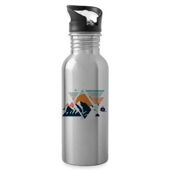 Nature Nature Mountains Mountains Sun Sun Hiking - Water bottle with straw - silver - Right
