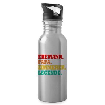 Ehemann Papa Zimmerer Legende Geschenk Vater - Trinkflasche mit integriertem Trinkhalm - Lightsilver - Rechts