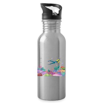Diving Adventure Divers Sea Ocean - Water bottle with straw - silver - Right