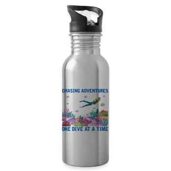 Diving Adventure Divers Sea Ocean - Water bottle with straw - silver - Right