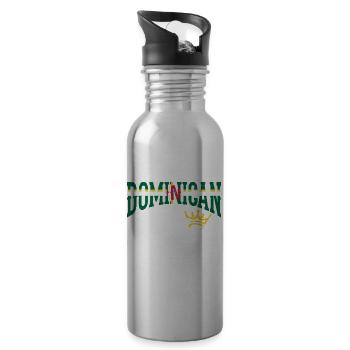 Dominican King Dominica Dominican Dominica Flag - Water bottle with straw - silver - Right