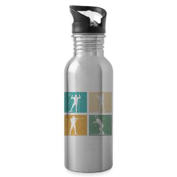 Biathlon Skifahren Ski Langlauf Biathlet Geschenk - Trinkflasche mit integriertem Trinkhalm - Lightsilver - Rechts