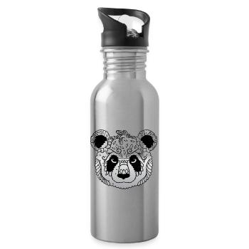 Mandala Panda Maler Geschenk - Trinkflasche mit integriertem Trinkhalm - Lightsilver - Rechts