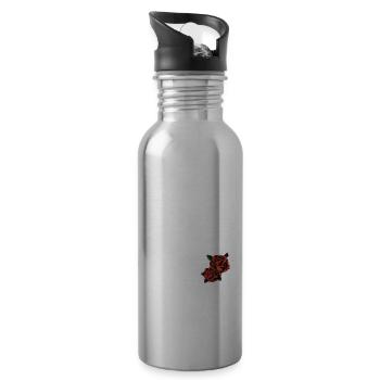 Krankenschwester Stethoskop Blume Herz Krankenpfle - Trinkflasche mit integriertem Trinkhalm - Lightsilver - Rechts