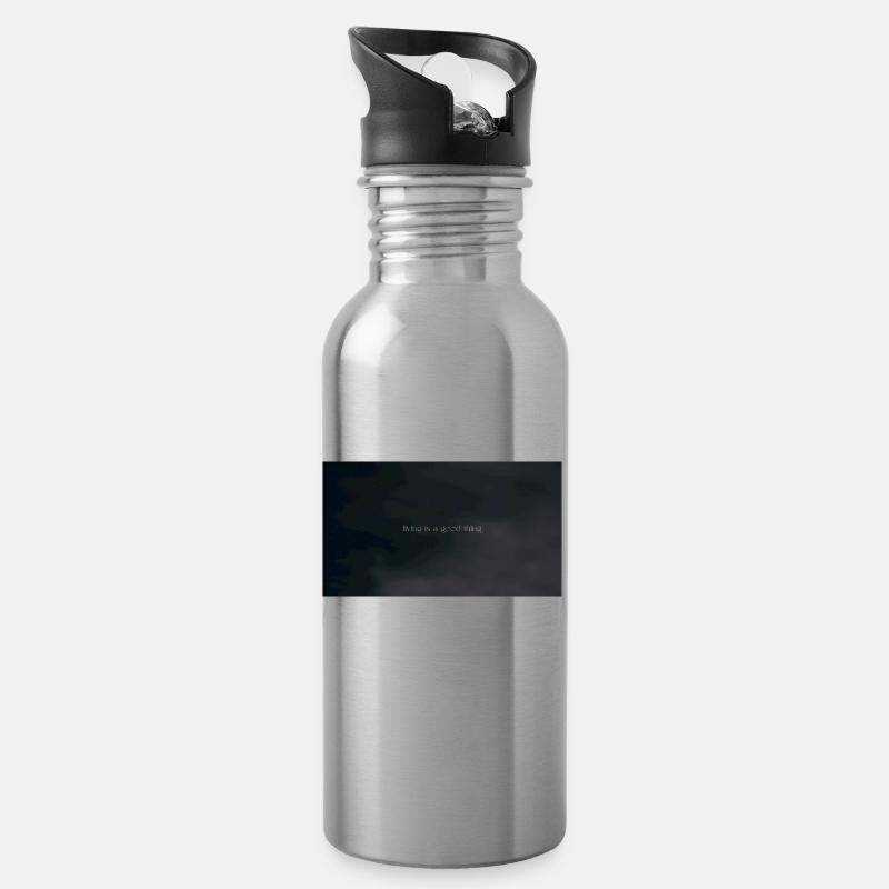 living is a good thing - Trinkflasche mit integriertem Trinkhalm - Lightsilver