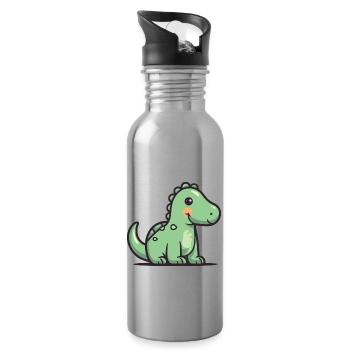 Dinosaurier - Trinkflasche mit integriertem Trinkhalm - Lightsilver - Rechts