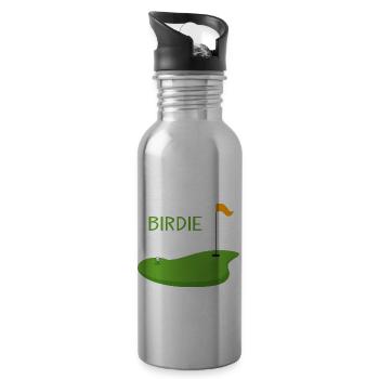 Funny Golf Talk Birdie To Me - Water bottle with straw - silver - Right