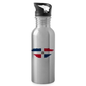 Dominikanische Republik | Dominikaner Geschenkidee - Trinkflasche mit integriertem Trinkhalm - Lightsilver - Rechts