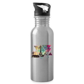 Paris Frankreich Stadt Skyline Eiffelturm Dreieck - Trinkflasche mit integriertem Trinkhalm - Lightsilver - Rechts
