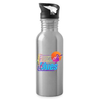 Jazz und Blues | Fühle die Musik - Trinkflasche mit integriertem Trinkhalm - Lightsilver - Rechts