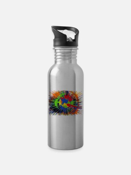 Des taches de couleur - Gourde avec paille intégrée - argent clair