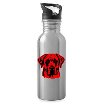 Kangal Hund Kopf - Trinkflasche mit integriertem Trinkhalm - Lightsilver - Rechts