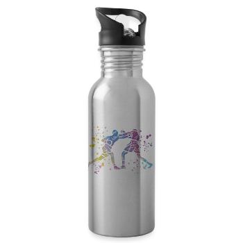 Boxen Kämpfer Kinder Boxen Match Boxer - Trinkflasche mit integriertem Trinkhalm - Lightsilver - Rechts
