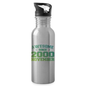 Born November 2000 Birthday Gift November 2000 - Water bottle with straw - silver - Right