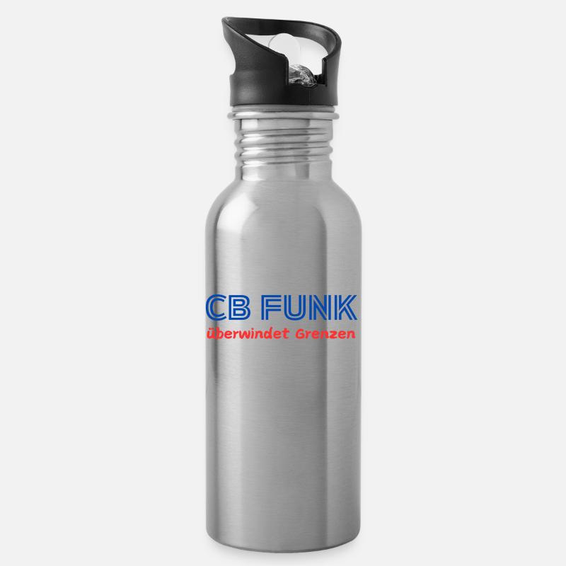 CB Funk überwindet Grenzen - Trinkflasche mit integriertem Trinkhalm - Lightsilver