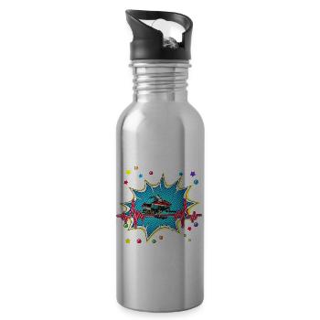 Imker Pop Art Comic Retro Herzschlag - Trinkflasche mit integriertem Trinkhalm - Lightsilver - Rechts