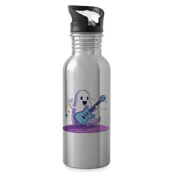 Geist Gitarrist Halloween - Trinkflasche mit integriertem Trinkhalm - Lightsilver - Rechts